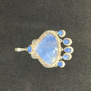 Authentic Rainbow Moonstone Sterling Silver Pendant Stunning